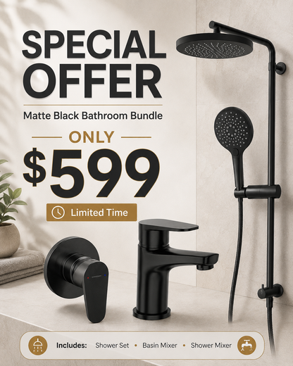 Clearance - Elementi and Bravat Shower combo - BLACK Color