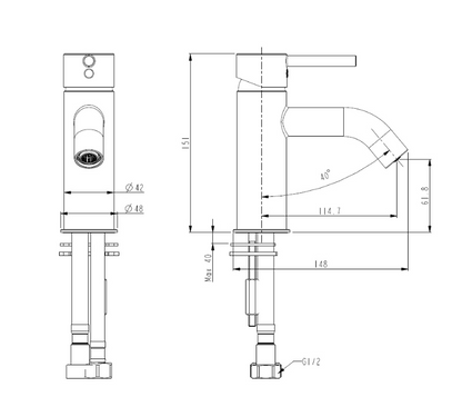 ELEMENTI UNO BASIN MIXER CURVED SPOUT