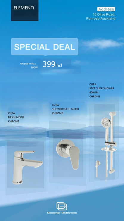 Elementi Main Pressures Only Basin Mixer&Shower Mixer&Shower Slide (Combo Set)