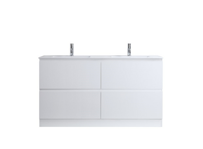 DNF FloorStanding Plywood DOUBLE DRAWERS VANITY GLOSSY WHITE PAINT FINISHED 1500MM DOUBLE BASIN