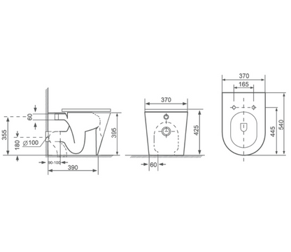 Elementi GARDA BACK TO WALL TOILET PAN - GLOSS WHITE