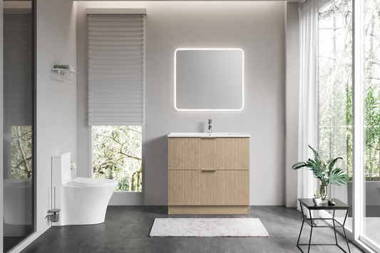 FLUTED OAK Floorstanding Plywood VANITY 900MM