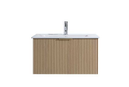 DNW WALL HUNG Plywood VANITY FLUTED OAK 750MM