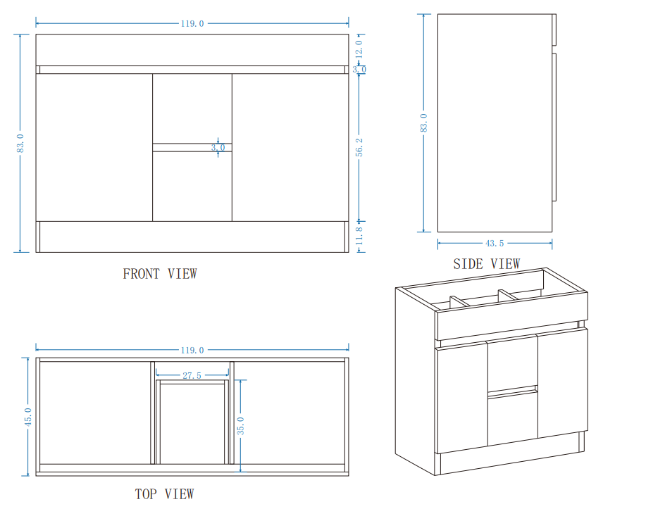 DNF Floorstanding Plywood VANITY Light Oak 1200MM DOUBLE BASIN