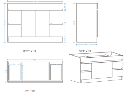 DNF Floorstanding Plywood VANITY Light Oak 1200MM SINGLE BASIN