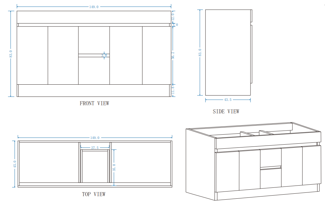 DNF Floorstanding Plywood VANITY Light Oak 1500MM DOUBLE BASIN