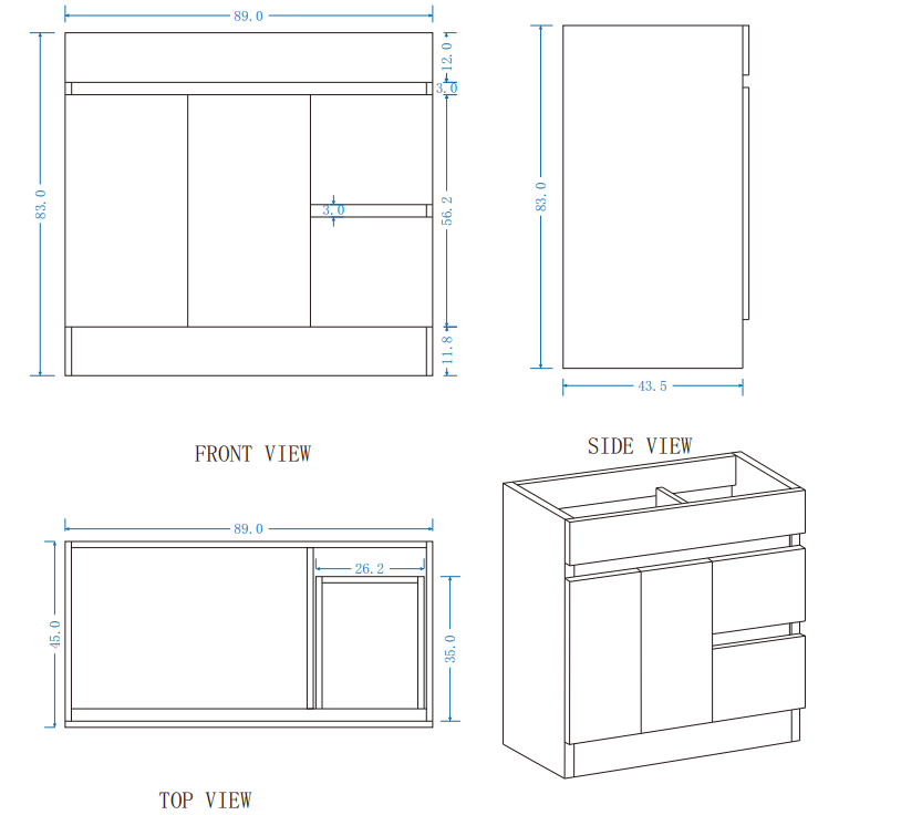 DNF Floorstanding Plywood VANITY Light Oak 900MM