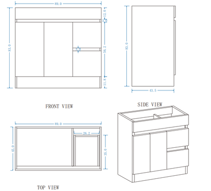 DNF Floorstanding Plywood VANITY Light Oak 900MM