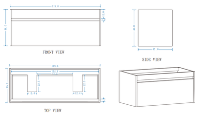 DNW Wall Hung Plywood VANITY Light Oak 1200MM DOUBLE BASIN