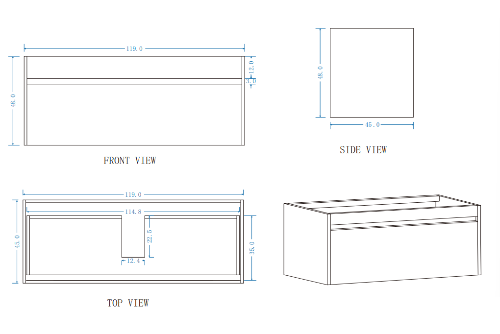 DNW Wall Hung Plywood VANITY Light Oak 1200MM SINGLE BASIN