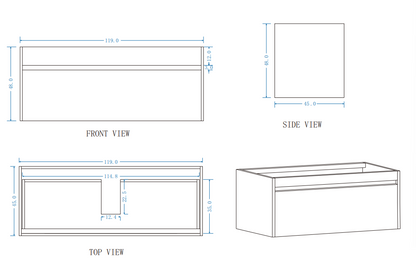 DNW Wall Hung Plywood VANITY Light Oak 1200MM SINGLE BASIN