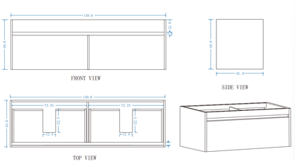 DNW Wall Hung Plywood VANITY Light Oak 1500MM DOUBLE BASIN
