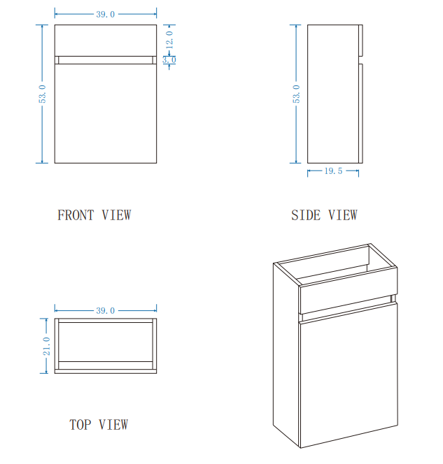 DNW Wall Hung Plywood VANITY Light Oak 400MM