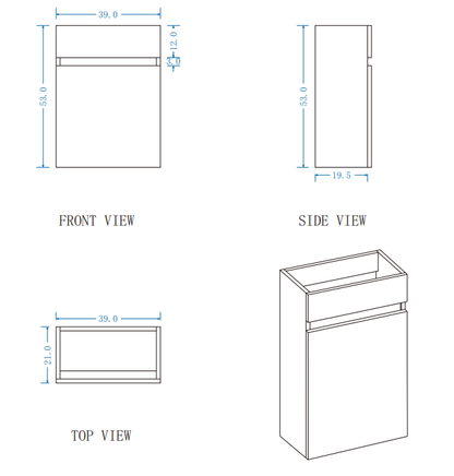 DNW Wall Hung Plywood VANITY Light Oak 400MM