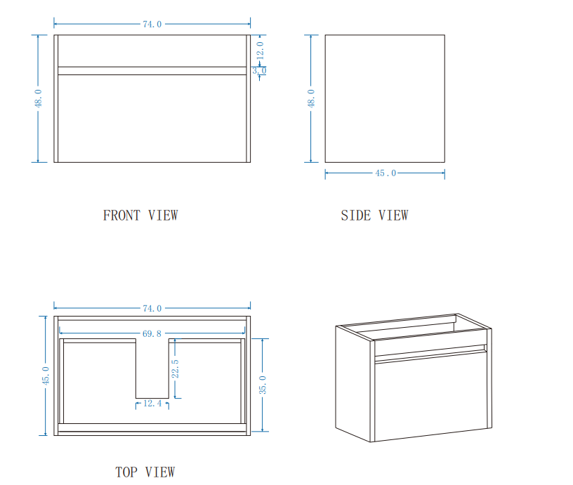 DNW Wall Hung Plywood VANITY Light Oak 750MM
