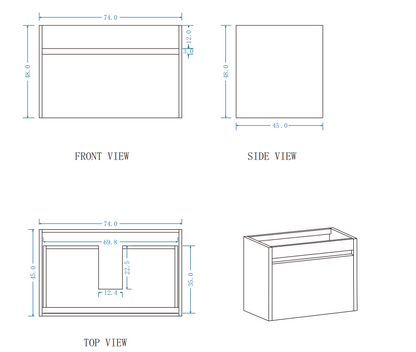 DNW Wall Hung Plywood VANITY Light Oak 750MM