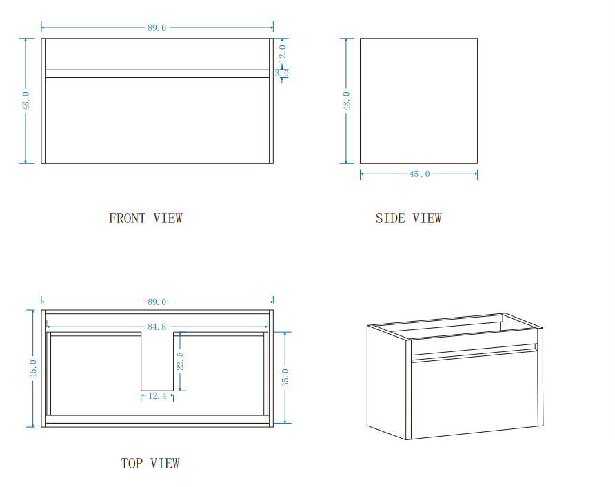 DNW Wall Hung Plywood VANITY Light Oak 900MM