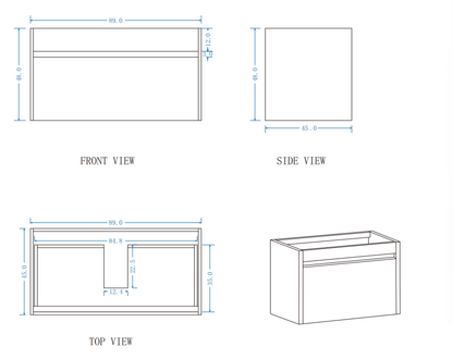 DNW Wall Hung Plywood VANITY Light Oak 900MM