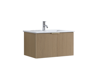 DNW WALL HUNG Plywood VANITY FLUTED OAK 750MM