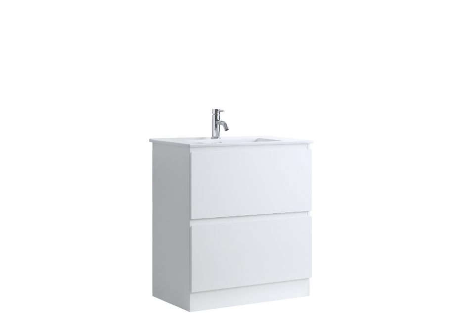 DNF 750 GLOSSY WHITE DOUBLE DRAWERS Floor Standing Plywood VANITY