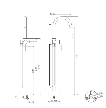 ELEMENTI UNO BATHTUB COLUMN WITH HAND SHOWER