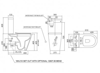 ELEMENTI LSPEC CC Back To Wall TOILET SUITE TOP/BOTTOM INLET