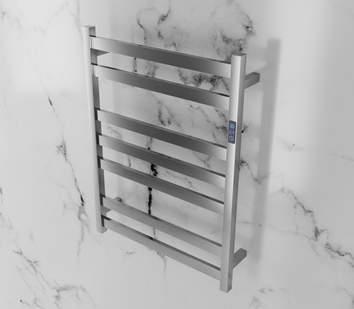 Heated Towel Rails Timer 800H*600W Square 7 Bars Mirror Polished Chrome/Matte Black/Gun Metal/Brushed Nickel/Brushed Brass