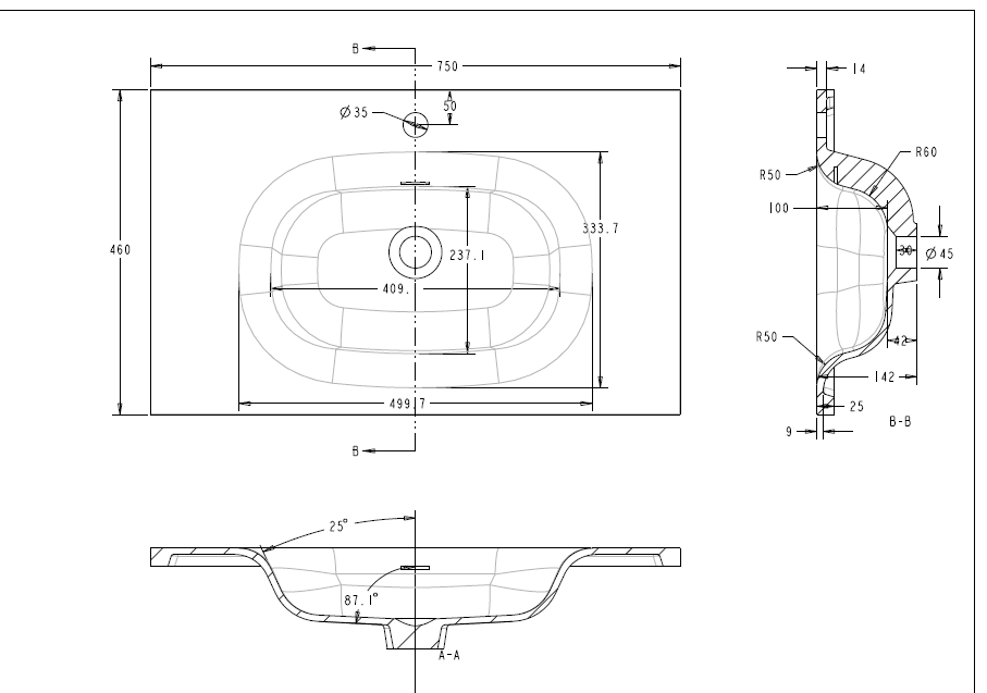 Domenic Solid Surface Vanity Top with Overflow