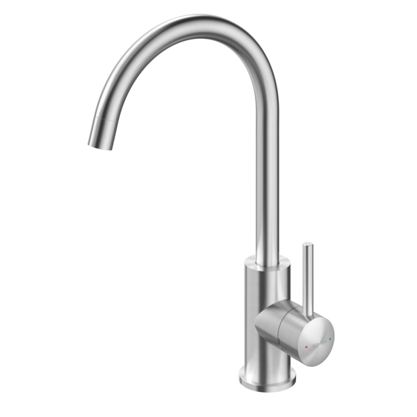Methven Minimalist Stainless Steel Gooseneck Sink Mixer - Lead Free