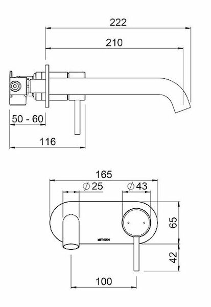 Minimalist MK2 Wall Mounted Mixer with Spout Lead Free