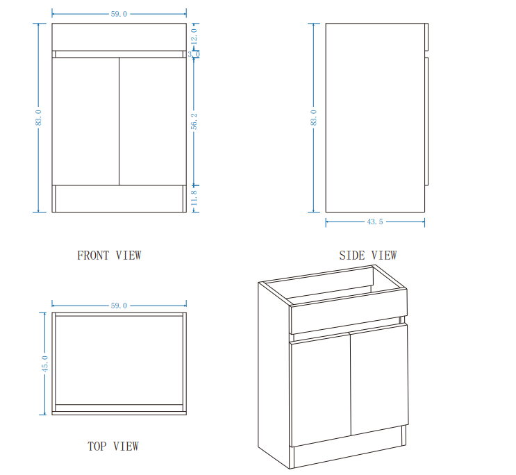 DNF Floorstanding Plywood VANITY Light Oak 600MM