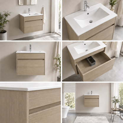 DNW Wall Hung Plywood VANITY Light Oak 600MM