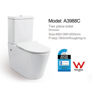 DN3988C Ceramic White Toilet Suite-Back to wall Rimless Two Piece Toilets