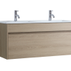 DNW 1200D LIGHT OAK Wall Hung Plywood VANITY WITH DOUBLE BASIN