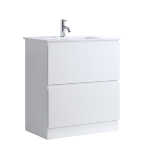 DNW 750 GLOSSY WHITE Floor Standing Plywood VANITY - POLY MARBLE