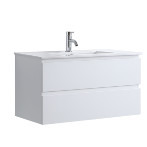 DNW 900 GLOSSY WHITE Wall Hung Plywood VANITY - POLY MARBLE
