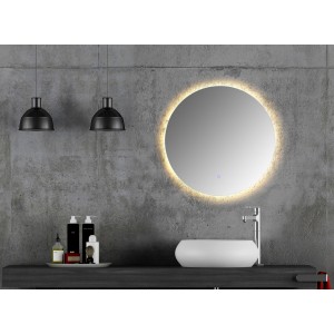 600/750/800/900mm ROUND LED Mirror Backlit Touch Switch 3 Colours Lighting Frameless PC Back - 750