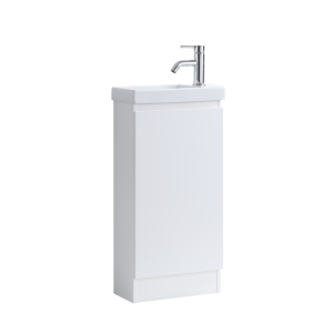 DNF 400 GLOSSY WHITE Floorstanding Plywood VANITY - POLY MARBLE