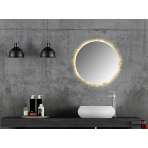 600/700/800/900mm ROUND LED Mirror Backlit Touch Switch 3 Colours Lighting Frameless PC Back - 600