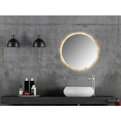 600/700/800/900mm ROUND LED Mirror Backlit Touch Switch 3 Colours Lighting Frameless PC Back