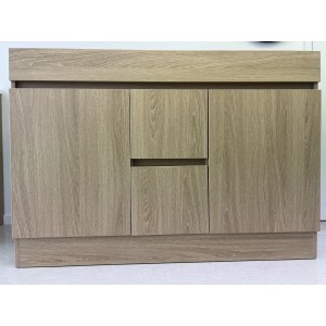 DNF 1200D LIGHT OAK Floor Standing Plywood VANITY WITH DOUBLE BASIN - POLY MARBLE