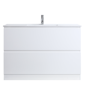DNF 1200S GLOSSY WHITE Floor Standing Plywood VANITY WITH SINGLE BASIN - CEREMIC
