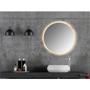 600/700/800/900mm ROUND LED Mirror Backlit Touch Switch 3 Colours Lighting Frameless PC Back - 800