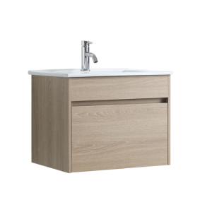 DNW 600 LIGHT OAK Wall Hung Plywood VANITY - POLY MARBLE