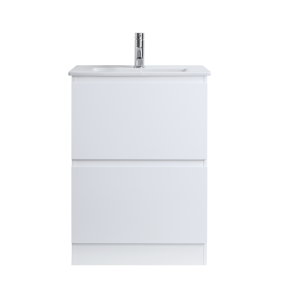 DNF 600 GLOSSY WHITE DOUBLE DRAWERS Floor Standing Plywood VANITY - CEREMIC