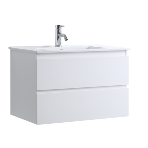 DNW 750 GLOSSY WHITE Wall Hung Plywood VANITY - POLY MARBLE